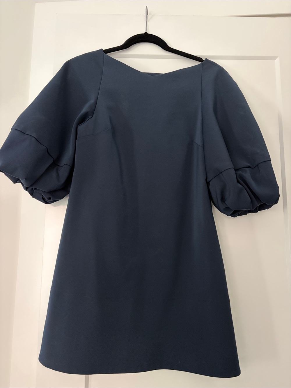 Tibi Slate Blue Puff Sleeve Mini Dress